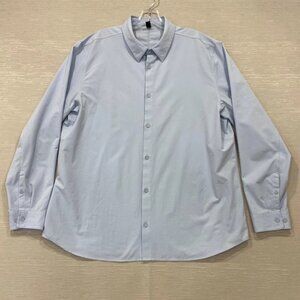 Lululemon New Venture Shirt Mens 2XL Light Blue Solid Classic Fit Button Up